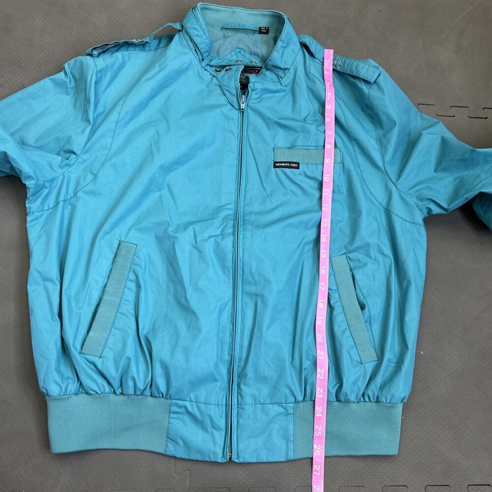 Members Only Vintage Jacket Men's Size 1X Iconic Racer Bomber Jacket Blue Green - Picture 9 of 10
